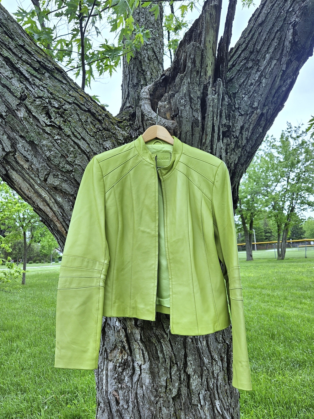 Jessica Faux Leather Jacket Bright Green Medium/large